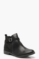 Boohoo Mixed Material Buckle Chelsea Boots