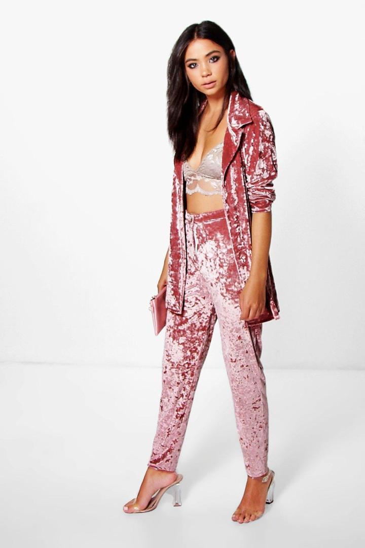Boohoo Sara Velvet Skinny Trouser Pink