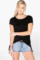 Boohoo Daisy Lace Up Side T-shirt Black
