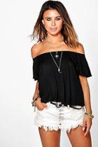 Boohoo Petite Hattie Bardot Jersey Top