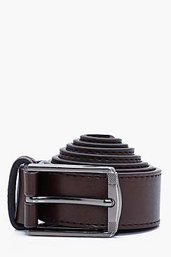 Boohoo Brown Faux Leather Belt With Square Buckle