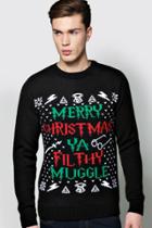 Boohoo Merry Christmas Ya Filthy Muggle Jumper Black