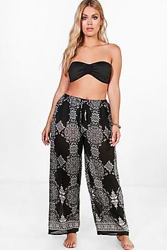 Boohoo Plus Sasha Border Print Beach Trouser