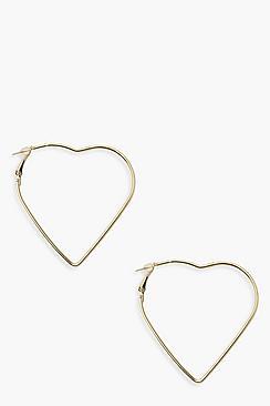 Boohoo Katy Coated Heart Hoop Earrings