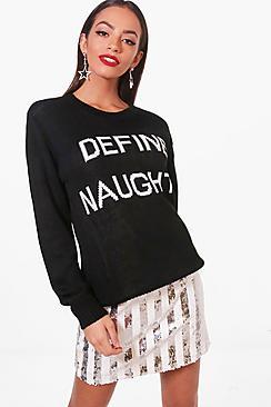 Boohoo Lily Define Naughty Christmas Jumper