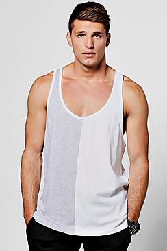 Boohoo Longline Half And Half Racer Vest