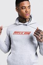 Boohoo Rave On Print Slogan Over The Head Hoodie