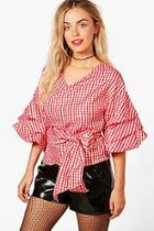 Boohoo Aria Gingham Ruffle Top