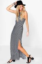 Boohoo Anita Zig- Zag Monochrome Maxi Dress Multi