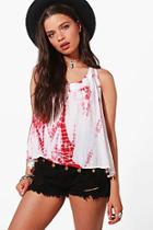 Boohoo Ria Coin Trim Tie Dye Halter Neck Top