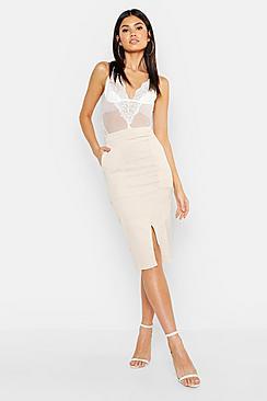 Boohoo Cord Midi Skirt
