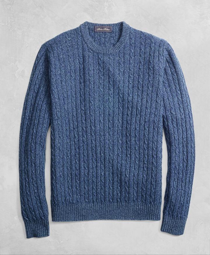 Brooks Brothers Men's Golden Fleece 3-d Knit Cashmere Cable-stitch Crewneck