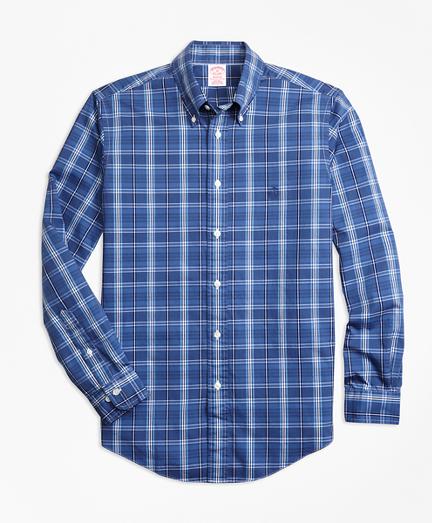 Brooks Brothers Non-iron Madison Fit Blue Plaid Sport Shirt