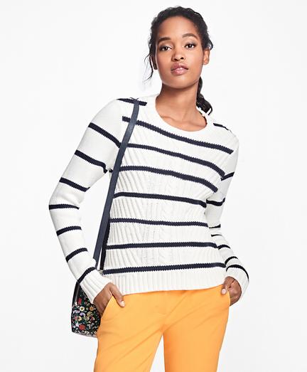 Brooks Brothers Cotton Stripe Crewneck Sweater