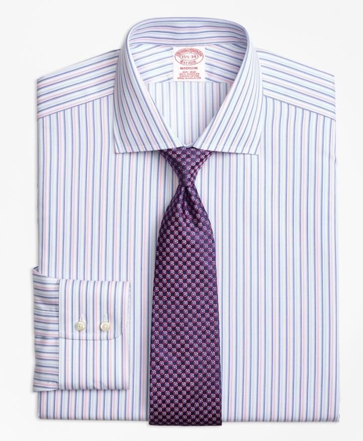 Brooks Brothers Men's Non-iron Regular Fit Alternating Twin Stripe Dress Shirt