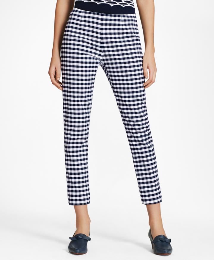 Brooks Brothers Women's Slim-fit Gingham Double-weave Pants