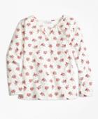Brooks Brothers Floral Printed Cotton Stretch Blouse