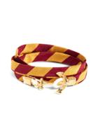 Brooks Brothers Men's Kiel James Patrick Gold And Burgundy Bb#4 Stripe Wrap Bracelet