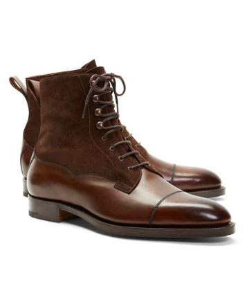 Brooks Brothers Edward Green Galway Suede And Leather Boots