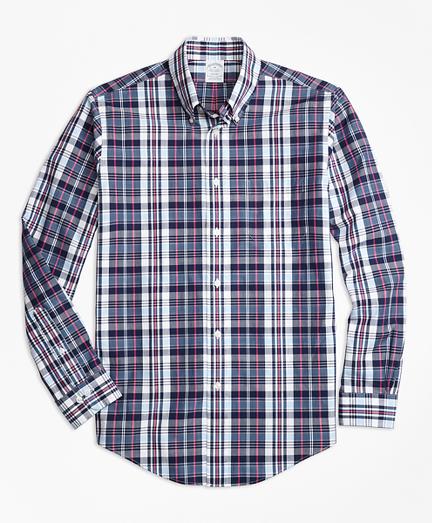 Brooks Brothers Regent Fit Slub Cotton Plaid Sport Shirt
