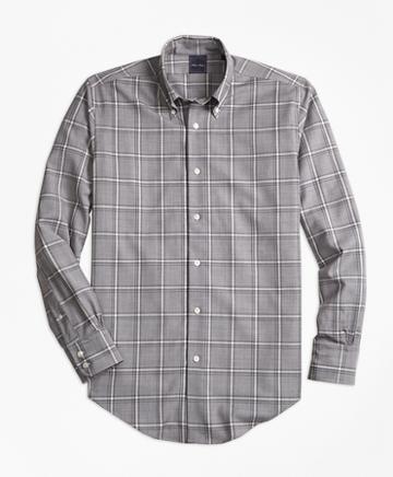Brooks Brothers Golden Fleece Brookstech Regent Fit Yarn-dyed Windowpane Sport Shirt