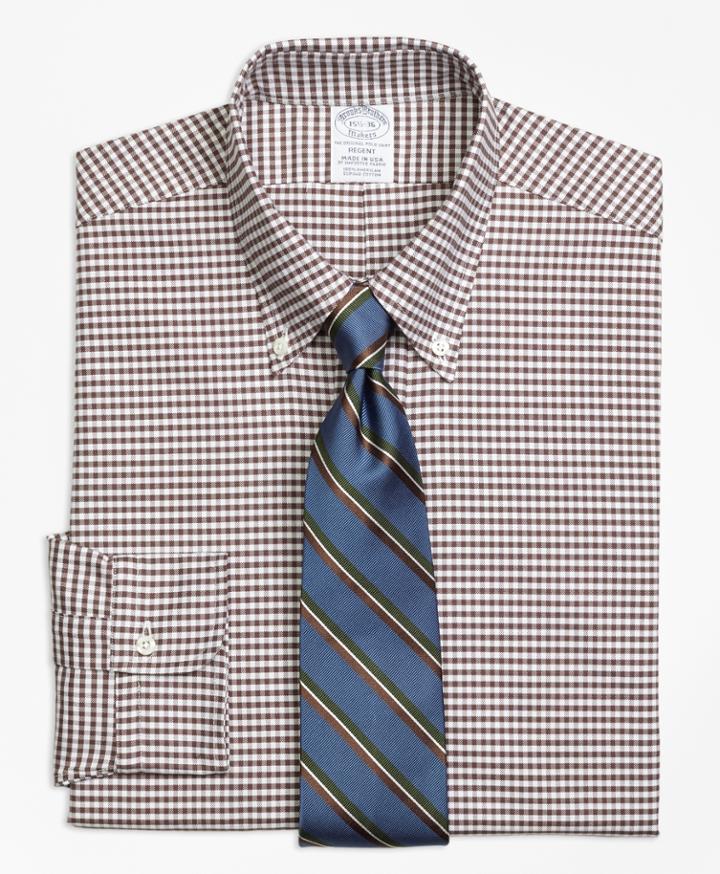 Brooks Brothers Men's Original Polo Button-down Oxford Slim Fitted Dress Shirt, Gingham