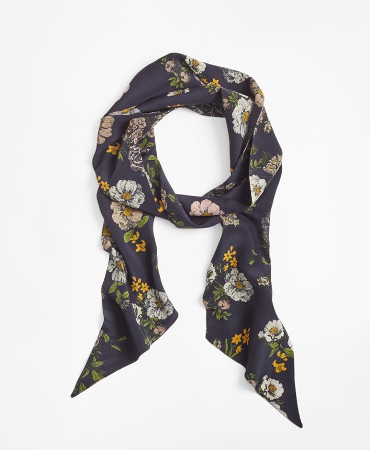 Brooks Brothers Women's Floral-print Silk Skinny Scarf