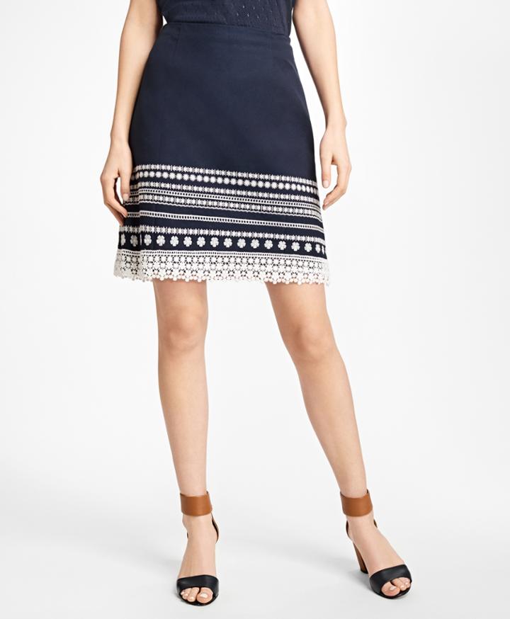 Brooks Brothers Women's Embroidered Cotton Canvas Skirt