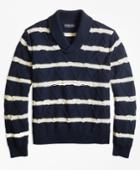 Brooks Brothers Men's Nautical Stripe Shawl Collar Sweater