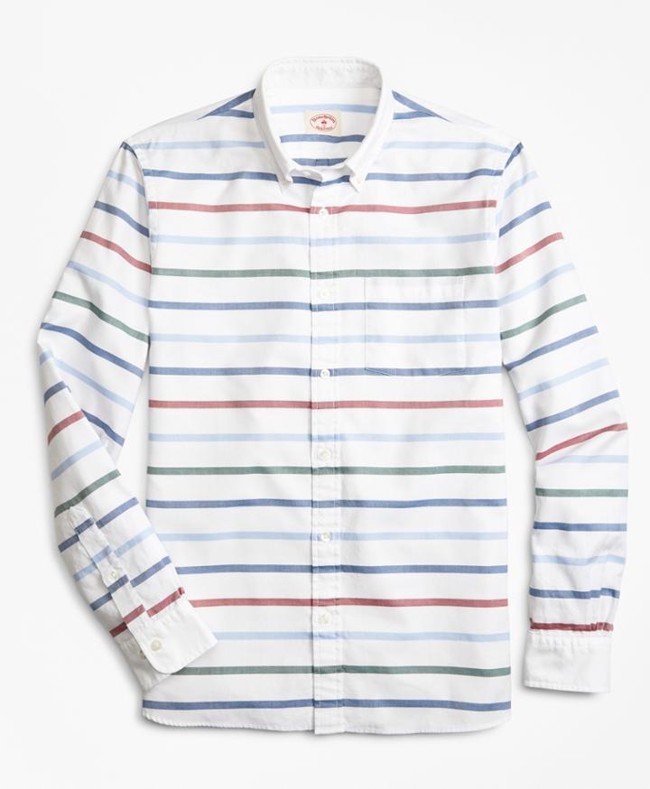 Brooks Brothers Men's Breton-striped Basketweave Sport Shirt