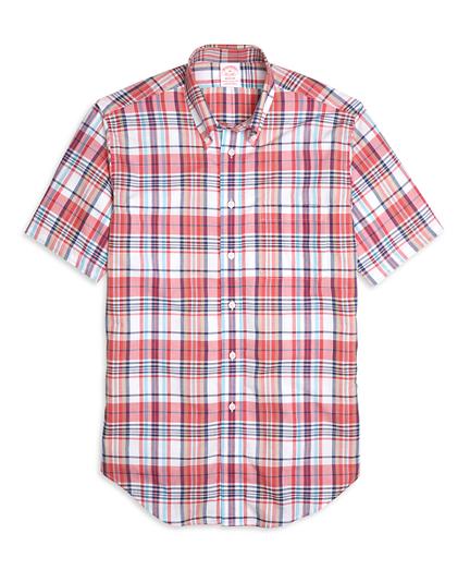 Brooks Brothers Madison Fit Pink Madras Short-sleeve Sport Shirt