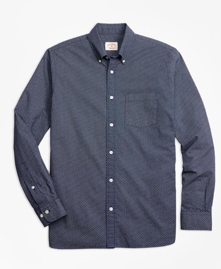 Brooks Brothers Men's Indigo Geometric-print Chambray Sport Shirt