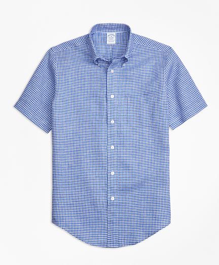 Brooks Brothers Regent Fit Gingham Irish Linen Short-sleeve Sport Shirt