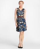 Brooks Brothers Women's Floral-print Cotton Sateen Flounce-hem Dress