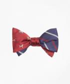 Brooks Brothers Dog Motif Print With Textured Alternating Stripe Reversible Bow Tie
