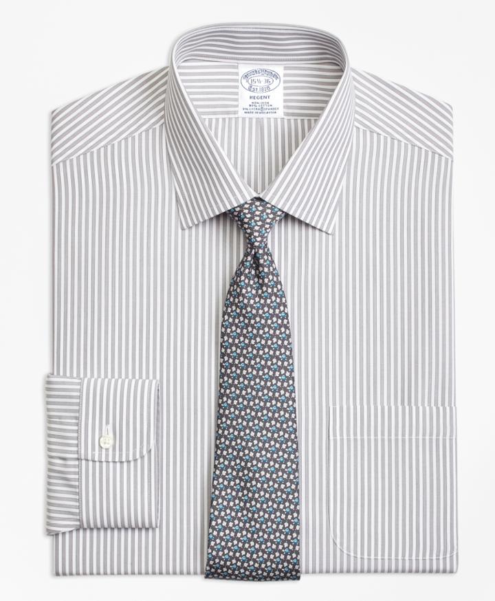 Brooks Brothers Men's Stretch Slim Fitted Dress Shirt, Non-iron Music Stripe