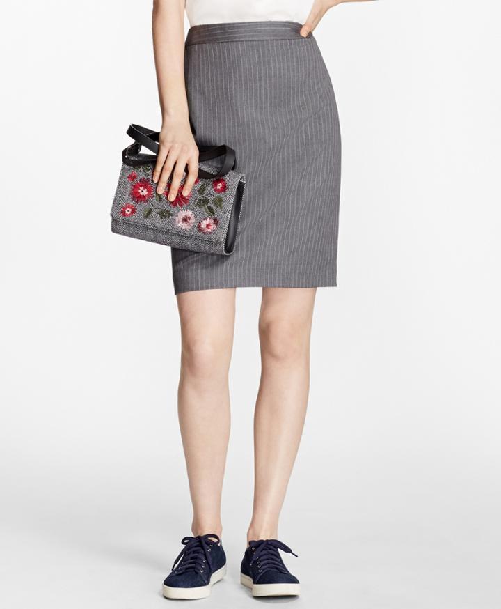 Brooks Brothers Women's Pinstripe Stretch Wool Pencil Skirt