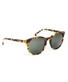 Brooks Brothers Olive Horn Round Sunglasses With Brown Lens