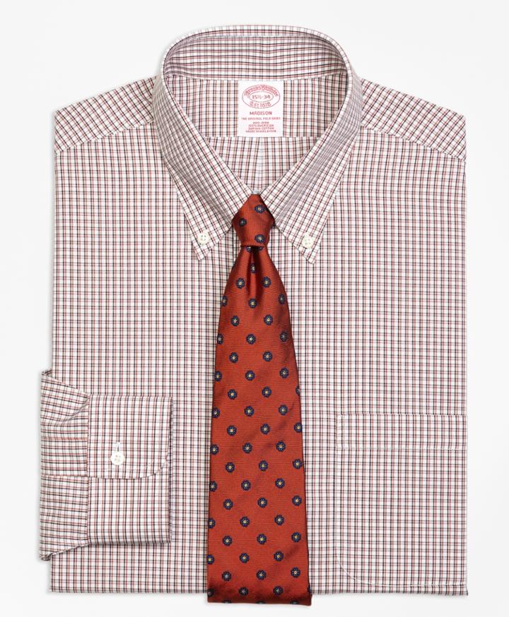 Brooks Brothers Men's Non-iron Regular Fit Twin Check Dress Shirt