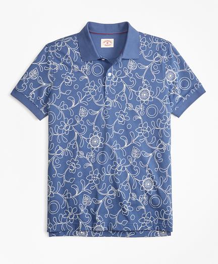 Brooks Brothers Botanical-print Cotton Jersey Polo Shirt