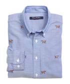 Brooks Brothers Hunting Dog Embroidered Oxford Sport Shirt
