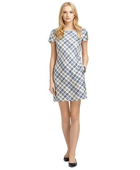 Brooks Brothers Short-sleeve Silk Plaid Dress