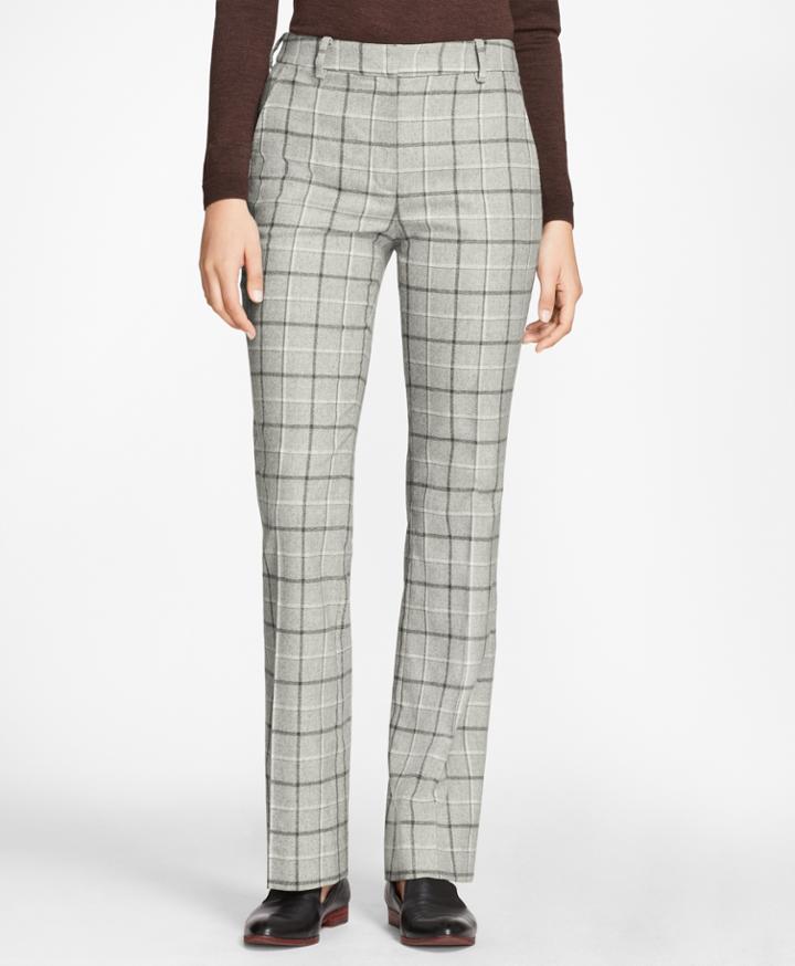 Brooks Brothers Women's Windowpane Stretch-wool-cashmere Pants