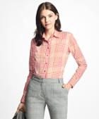 Brooks Brothers Fitted Cotton Poplin Mini-gingham Blouse
