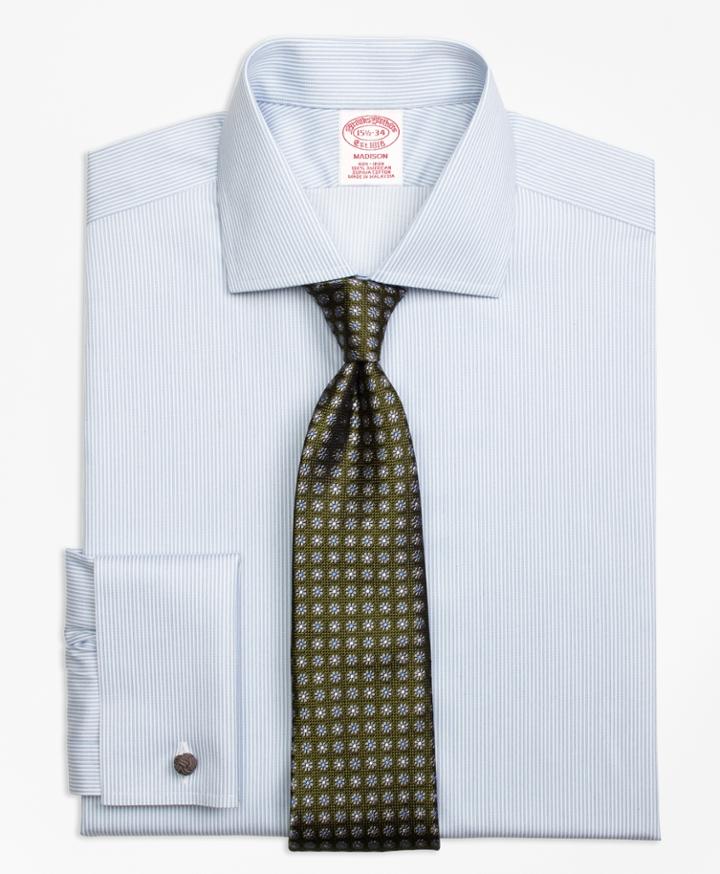 Brooks Brothers Men's Non-iron Regular Fit Framed Stripe French Cuff Dress Shirt