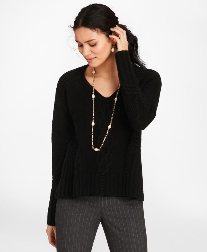 Brooks Brothers Women's Cable-knit Cashmere Swing Sweater