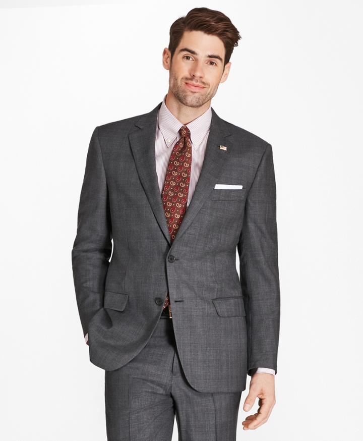Brooks Brothers Men's Madison Fit Saxxon Wool Windowpane 1818 Suit