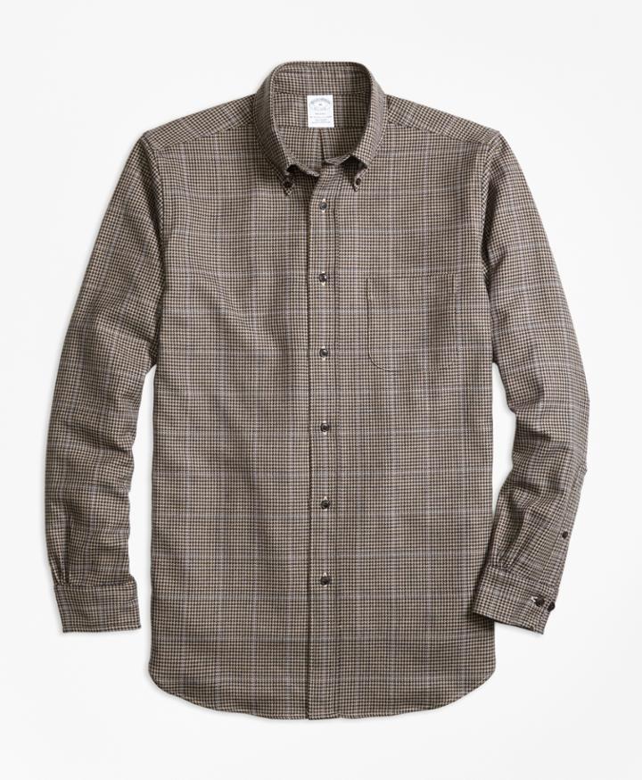 Brooks Brothers Men's Regent Fit Saxxon Wool Houndstooth Sport Shirt