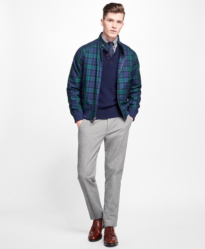 Brooks Brothers Men's Black Watch Zip-front Jacket