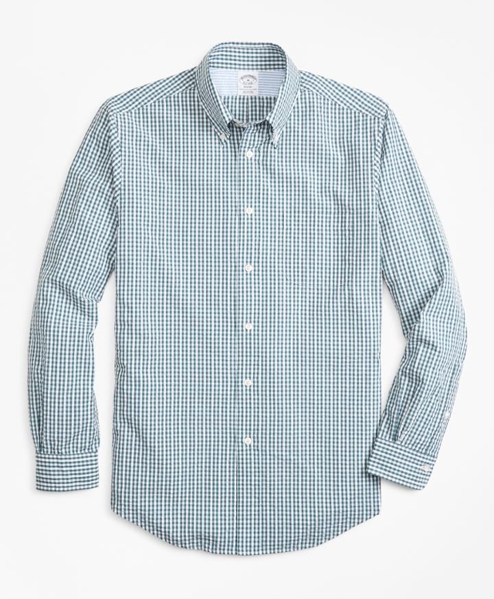 Brooks Brothers Men's Regent Fit Gingham Seersucker Sport Shirt